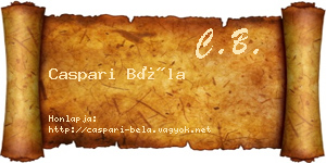Caspari Béla névjegykártya